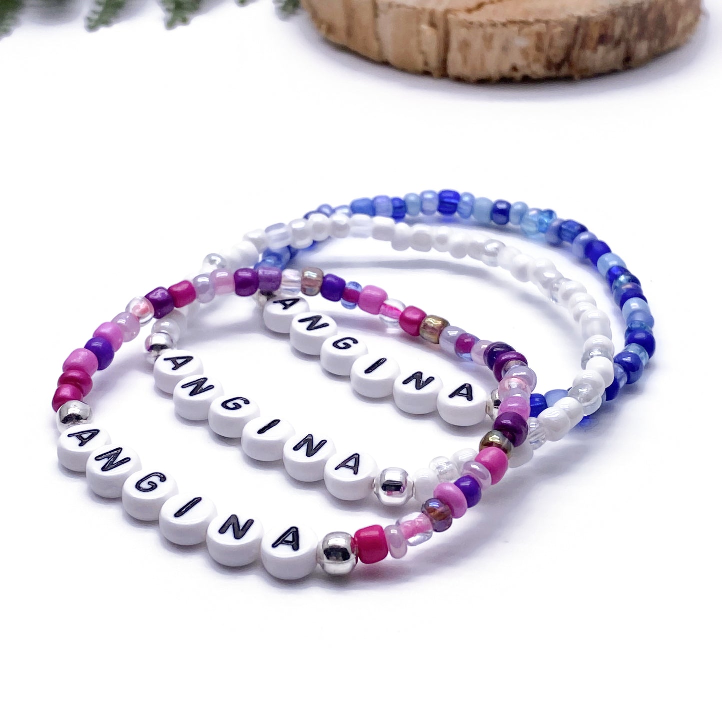 ANGINA Medical Alert Bracelet - Glass Seed Beads