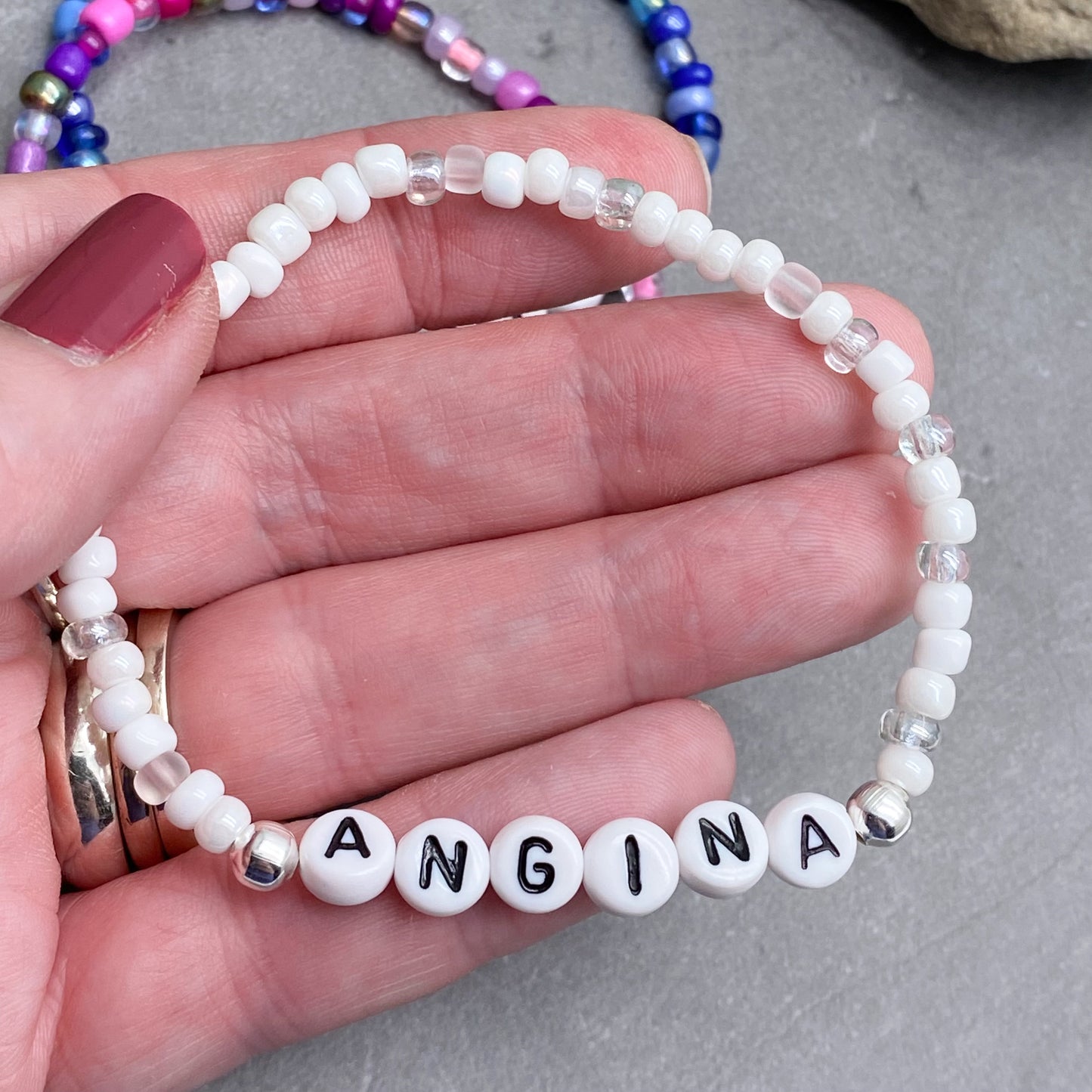 ANGINA Medical Alert Bracelet - Glass Seed Beads