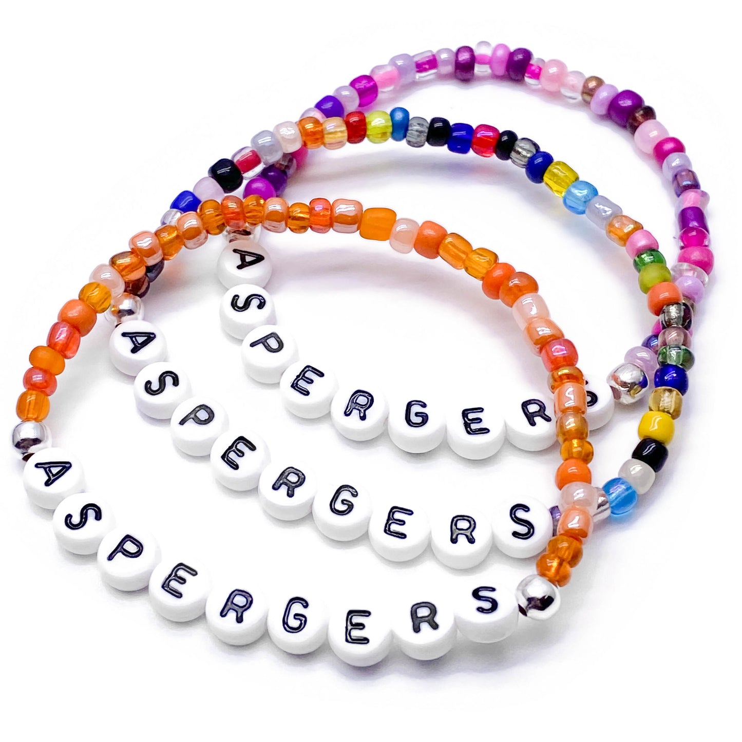 ASPERGERS Medical Alert Bracelet - Glass Seed Beads