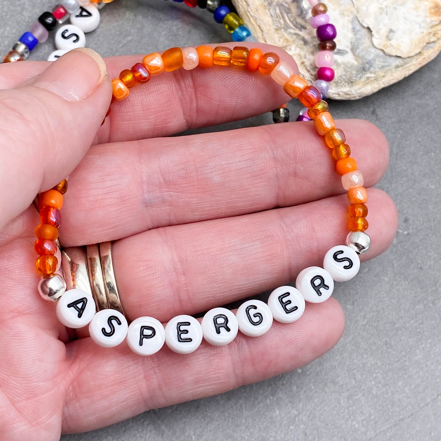 ASPERGERS Medical Alert Bracelet - Glass Seed Beads