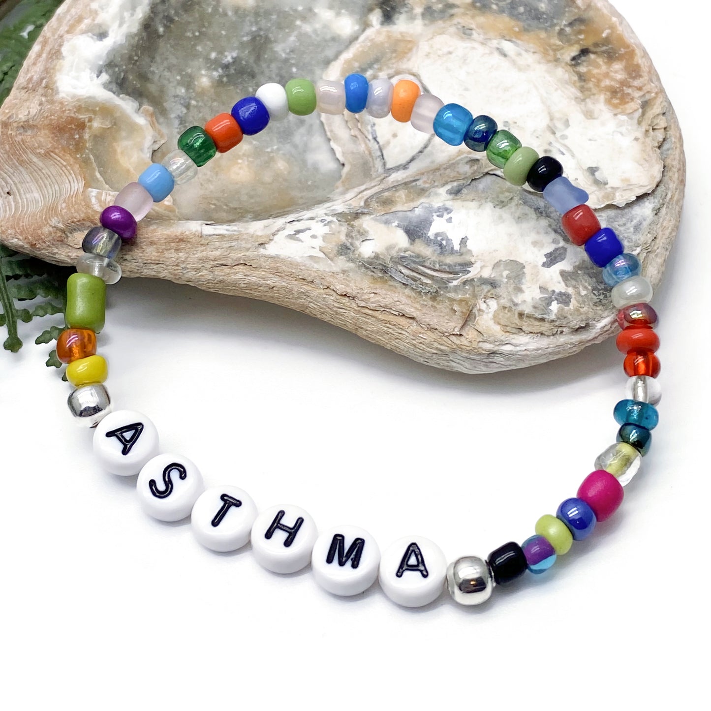 ASTHMA Medical Alert Bracelet - Glass Seed Beads
