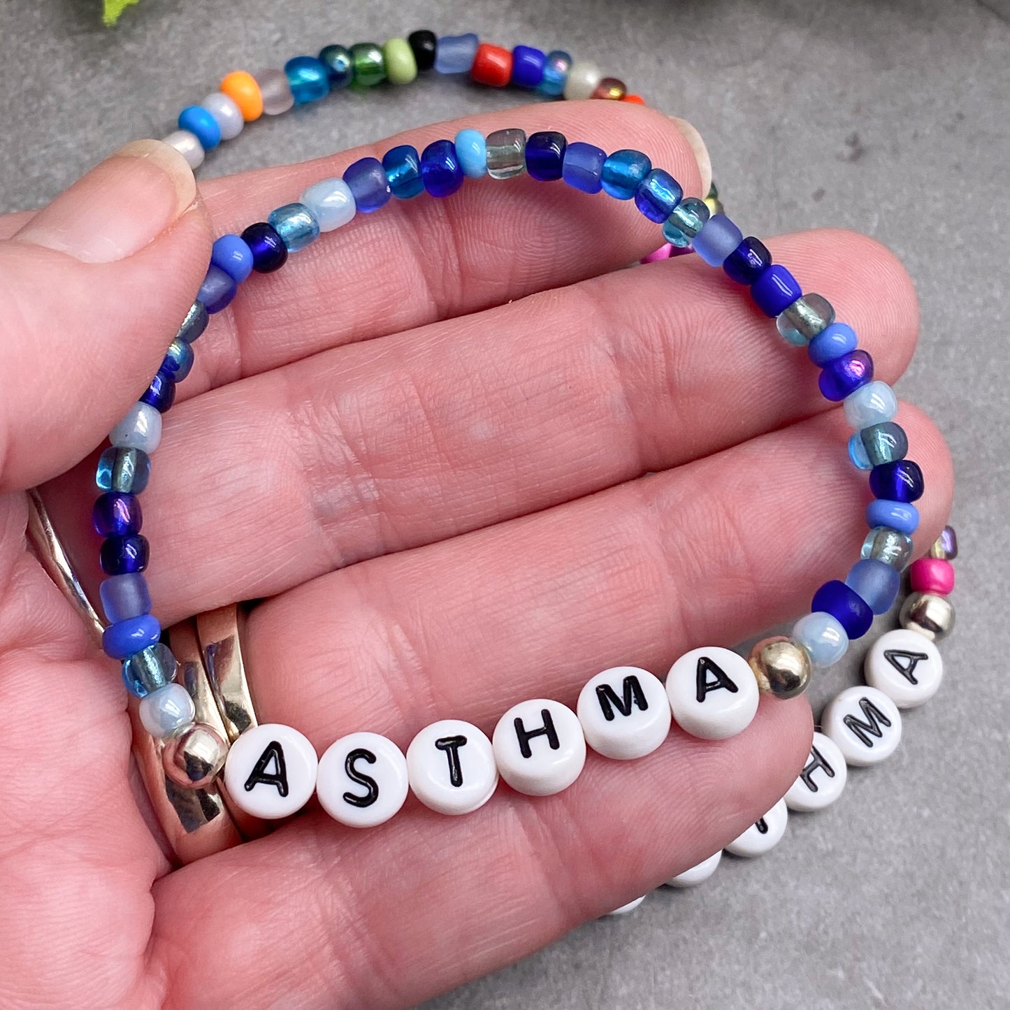 ASTHMA Medical Alert Bracelet - Glass Seed Beads