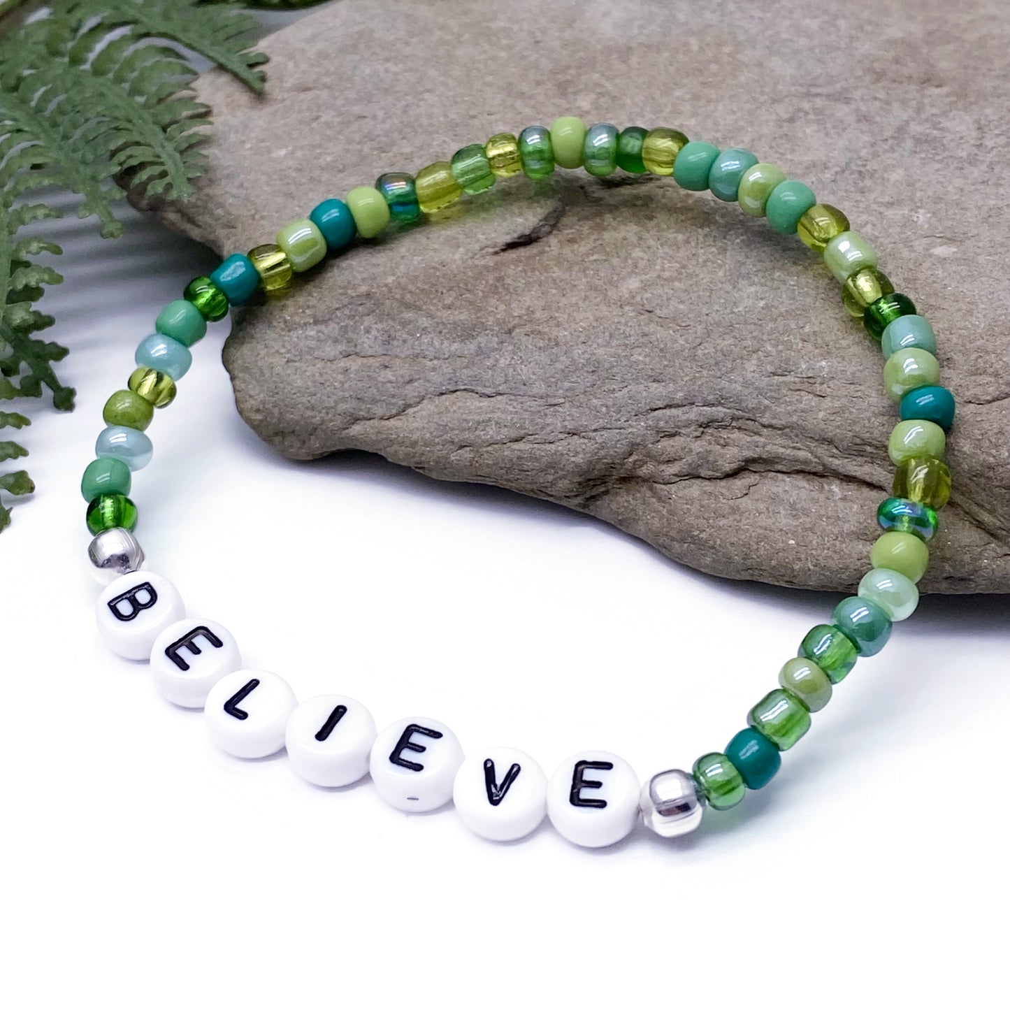 BELIEVE Inspirational Bracelet - Glass Seed Beads