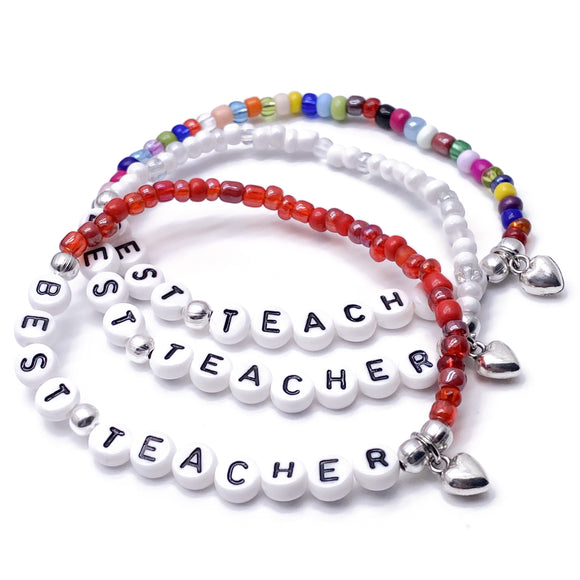 BEST TEACHER Glass Seed Bead Bracelet