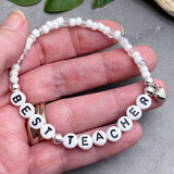 BEST TEACHER Glass Seed Bead Bracelet TT