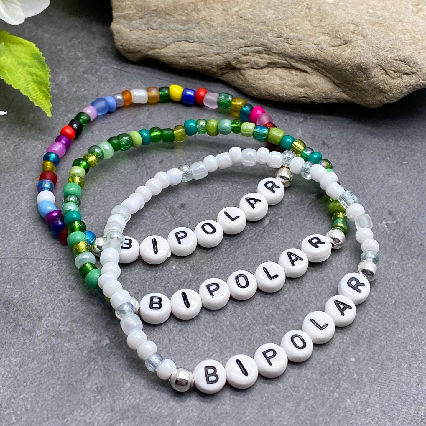 BIPOLAR Medical Alert Bracelet - Glass Seed Beads