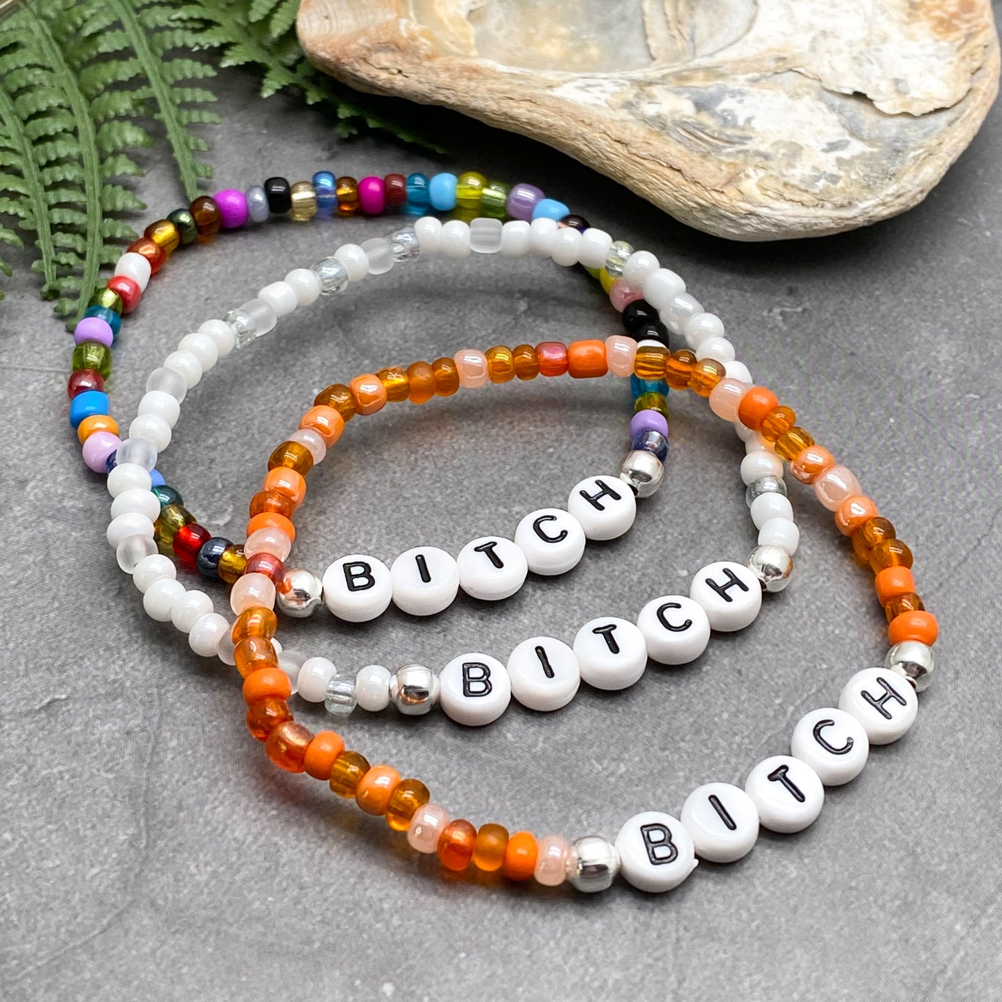 BITCH Message Bracelet - Glass Seed Beads
