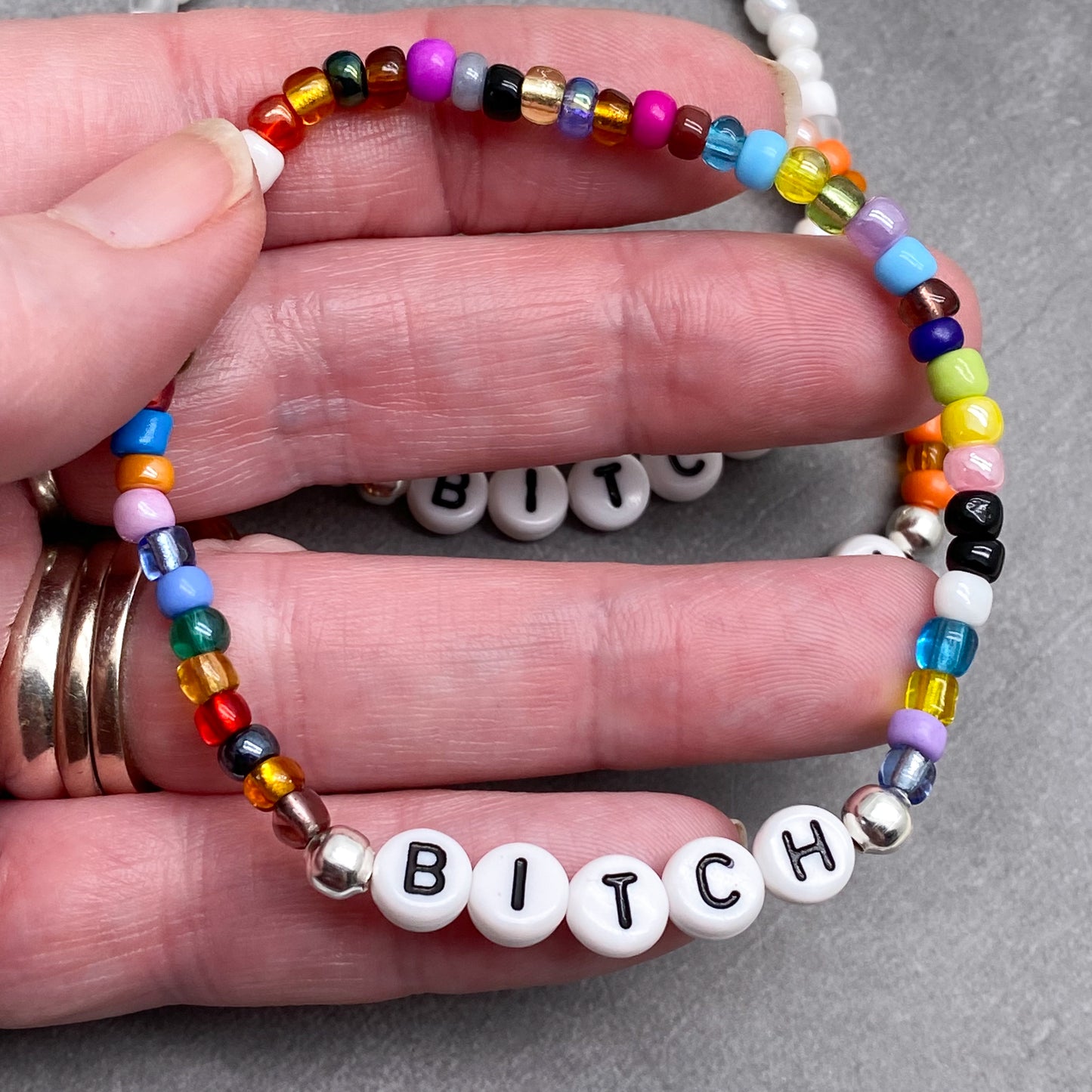 BITCH Message Bracelet - Glass Seed Beads