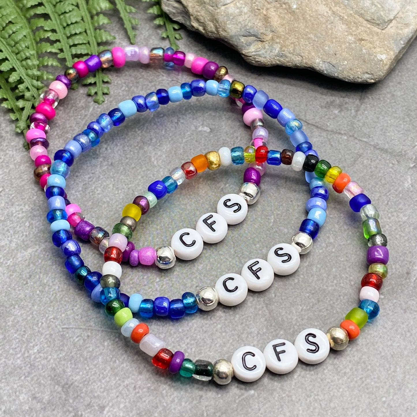 CFS Medical Alert Bracelet - Glass Seed Beads