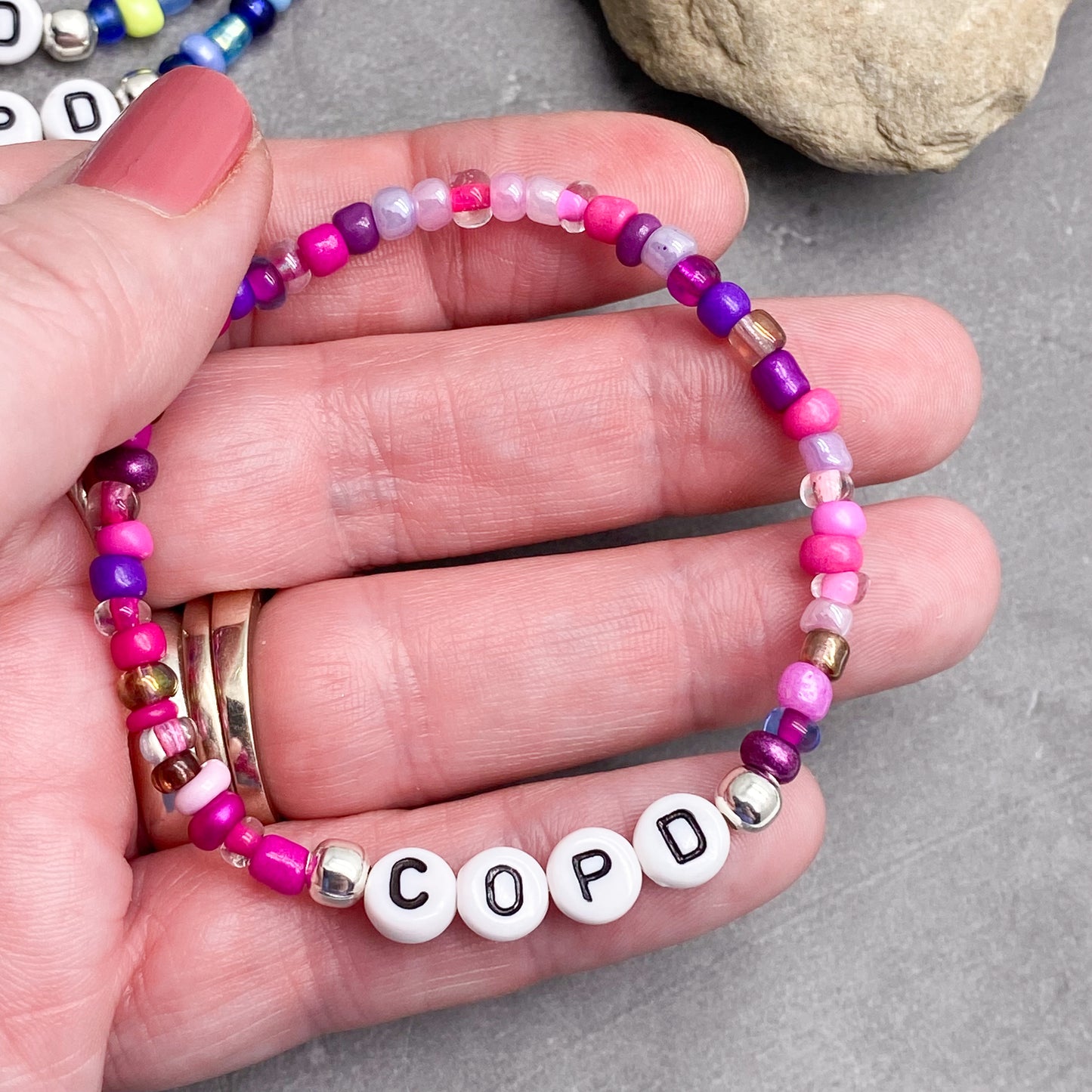 COPD Medical Alert Bracelet - Glass Seed Beads