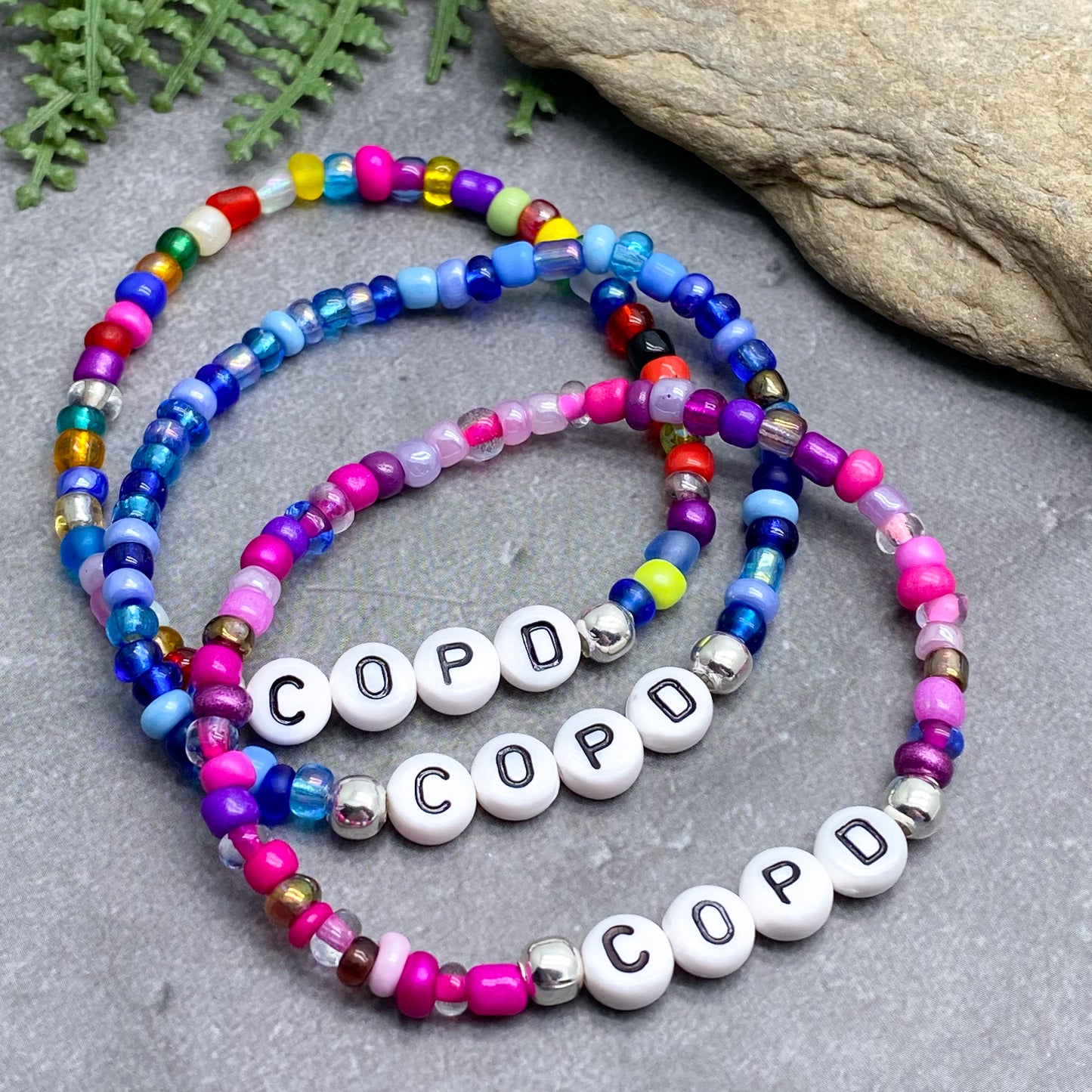 COPD Medical Alert Bracelet - Glass Seed Beads