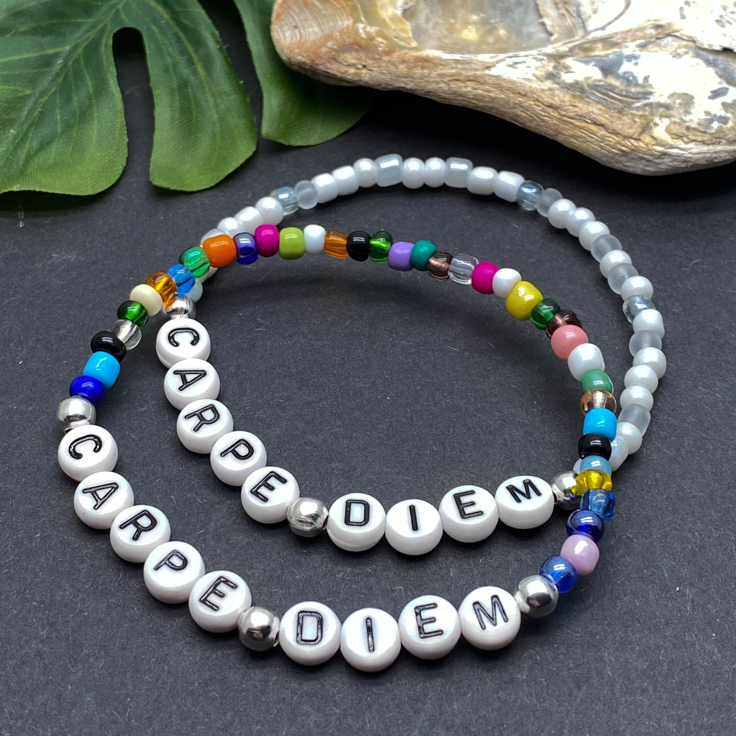 CARPE DIEM Inspirational Bracelet - Glass Seed Beads
