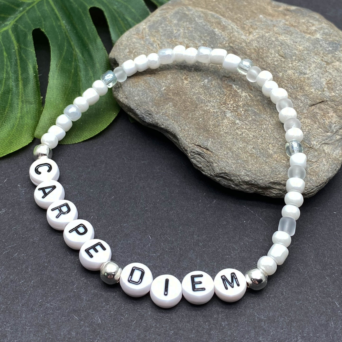 CARPE DIEM Inspirational Bracelet - Glass Seed Beads
