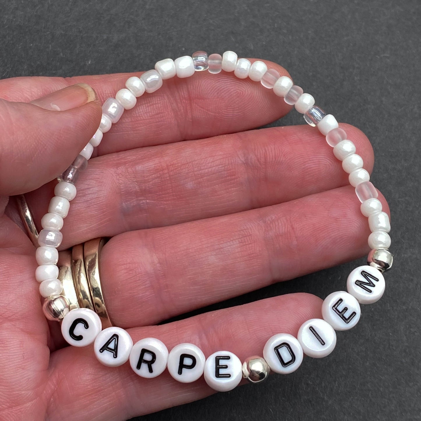 CARPE DIEM Inspirational Bracelet - Glass Seed Beads