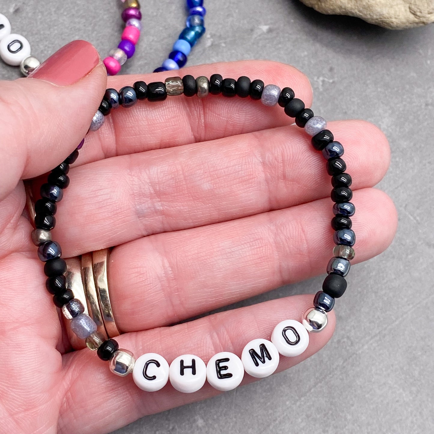 CHEMO Medical Alert Bracelet - Glass Seed Beads