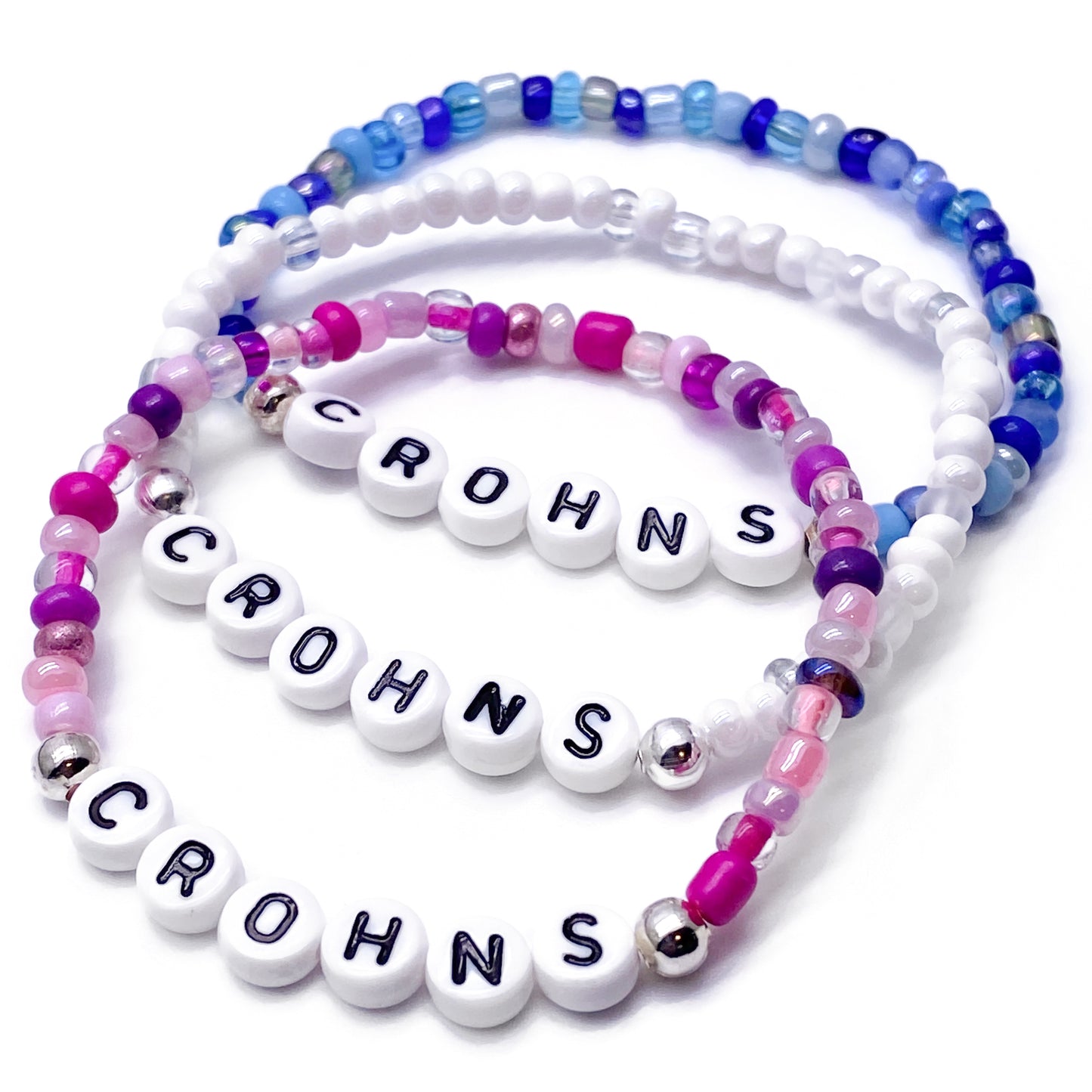 CROHNS Medical Alert Bracelet - Glass Seed Beads