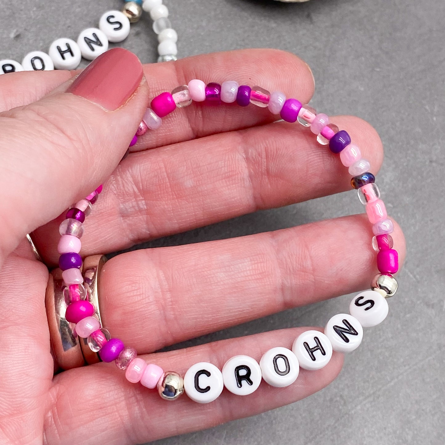 CROHNS Medical Alert Bracelet - Glass Seed Beads