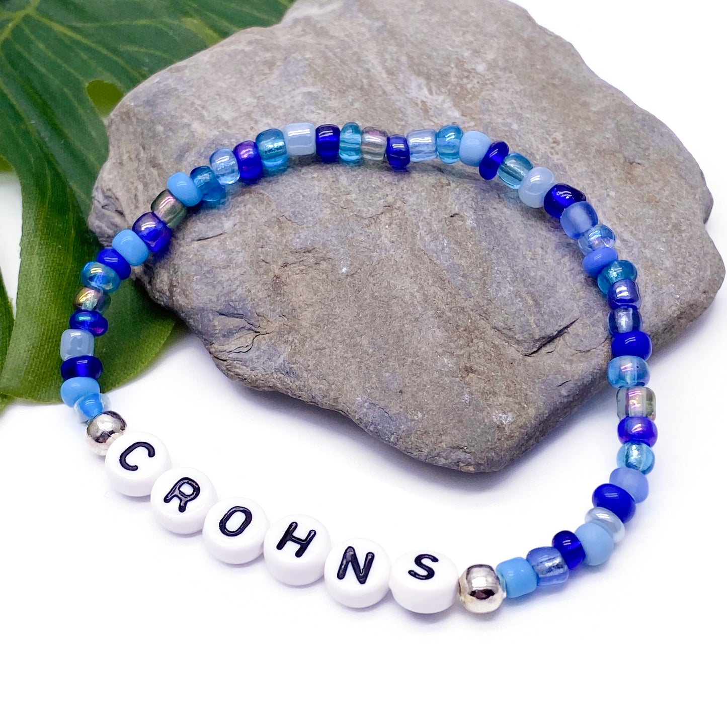 CROHNS Medical Alert Bracelet - Glass Seed Beads