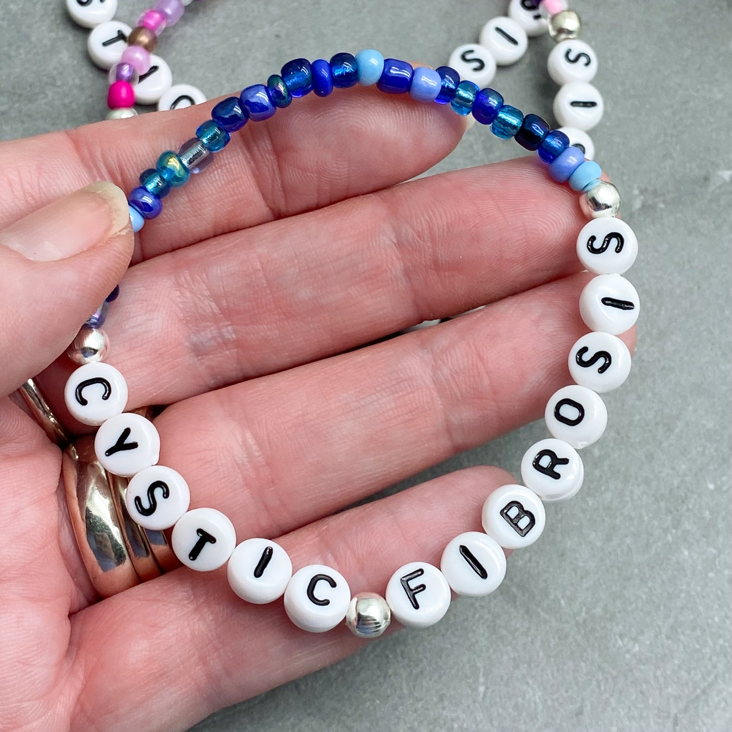 CYSTIC FIBROSIS Medical Alert Bracelet - Glass Seed Beads