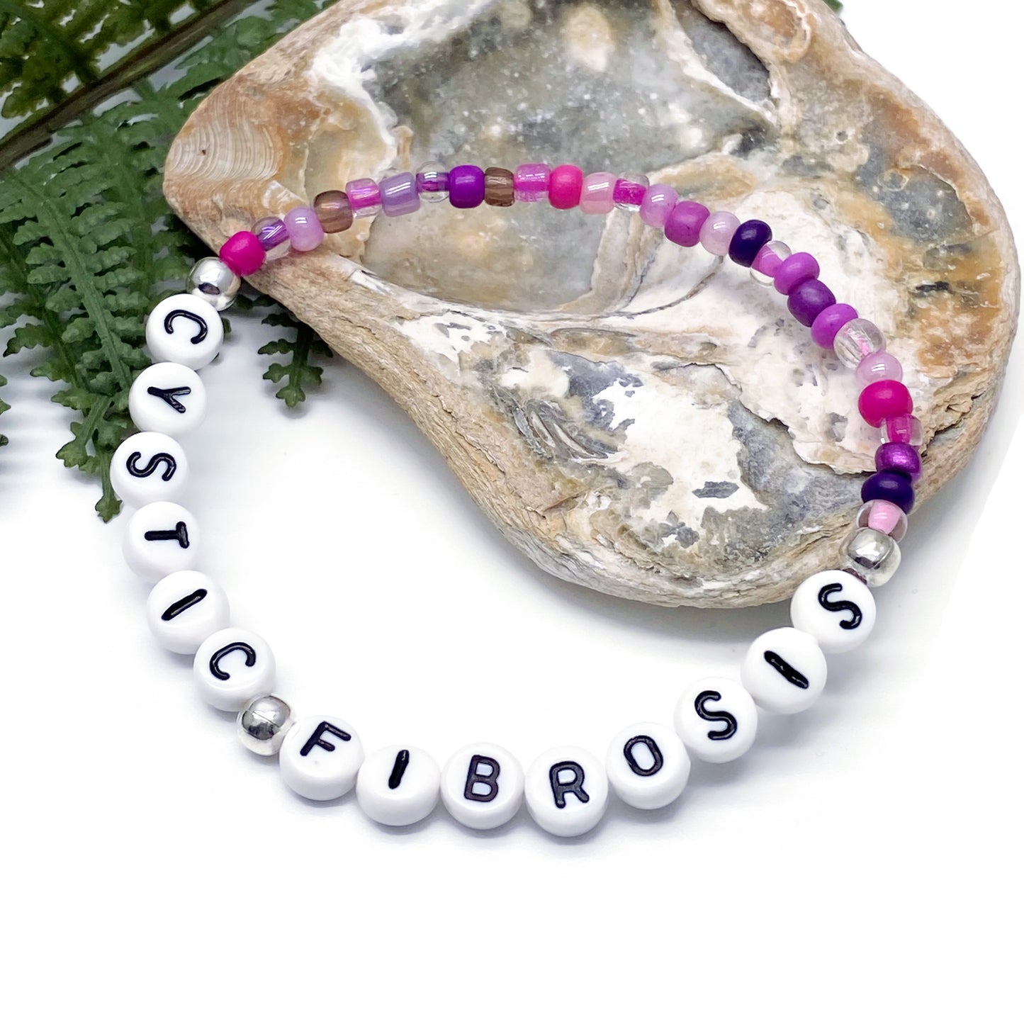 CYSTIC FIBROSIS Medical Alert Bracelet - Glass Seed Beads