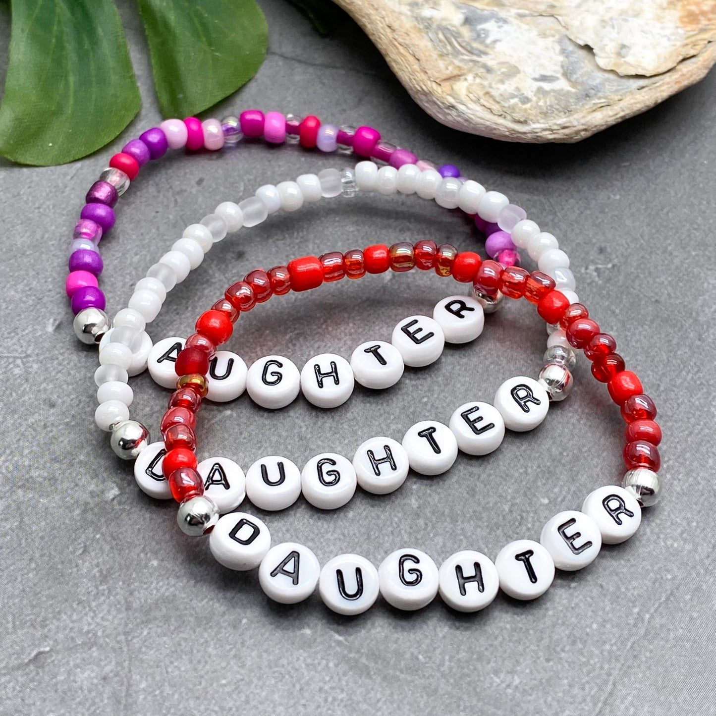 DAUGHTER Family & Love Bracelet - Glass Seed Beads