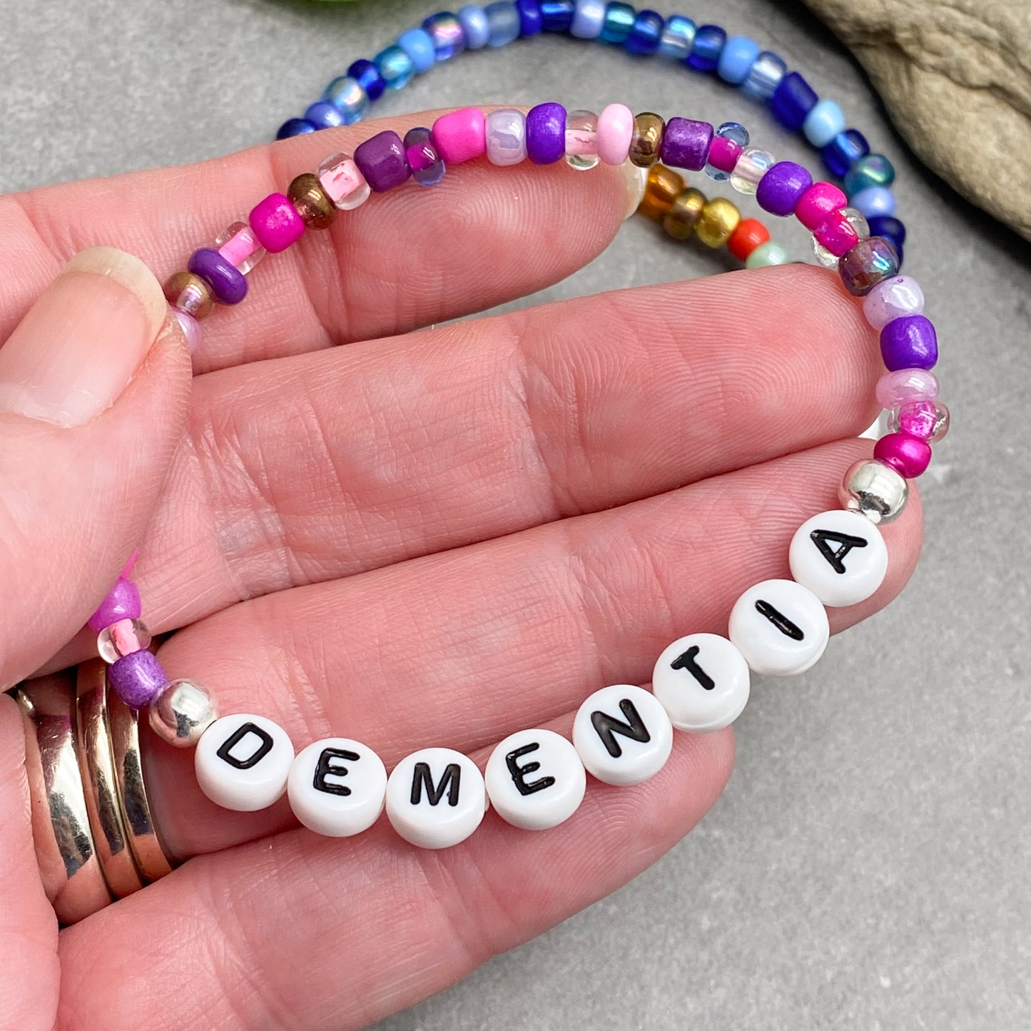 DEMENTIA Medical Alert Bracelet - Glass Seed Beads