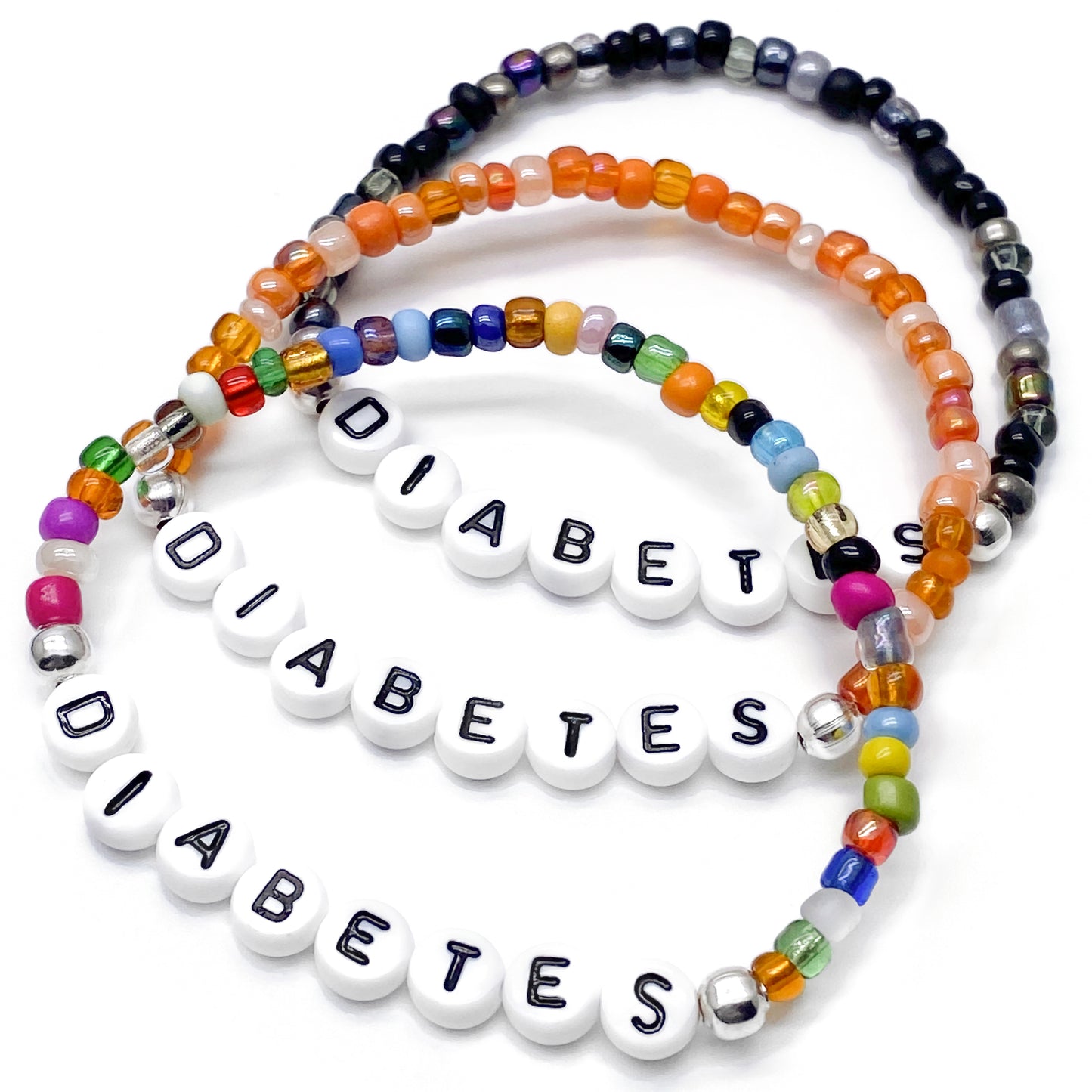 DIABETES Medical Alert Bracelet - Glass Seed Beads