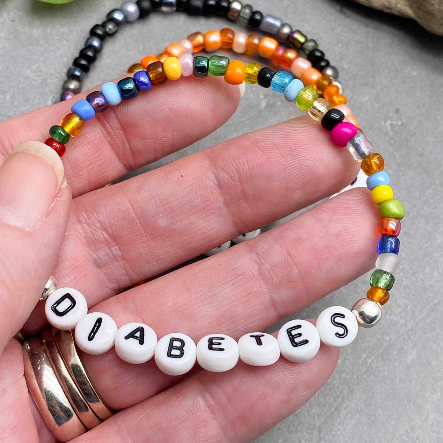 DIABETES Medical Alert Bracelet - Glass Seed Beads