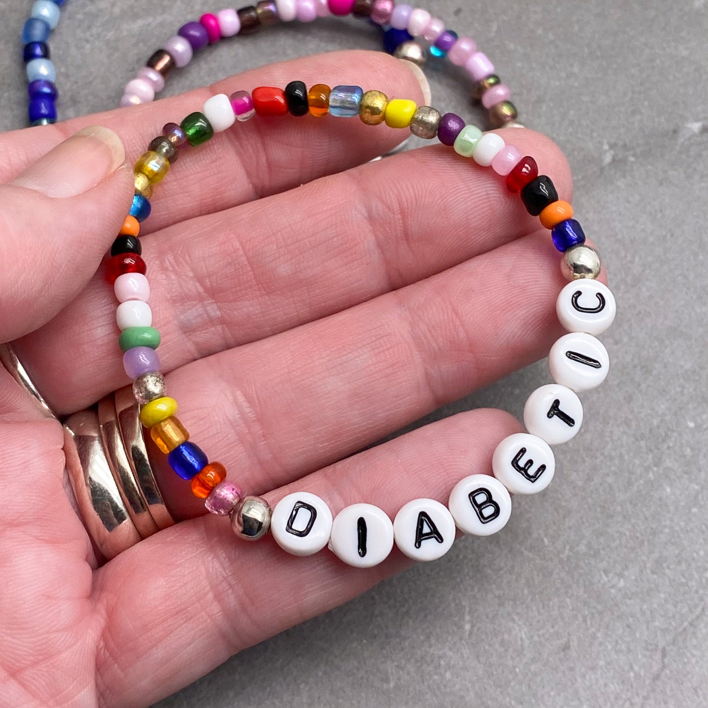 DIABETIC Medical Alert Bracelet - Glass Seed Beads