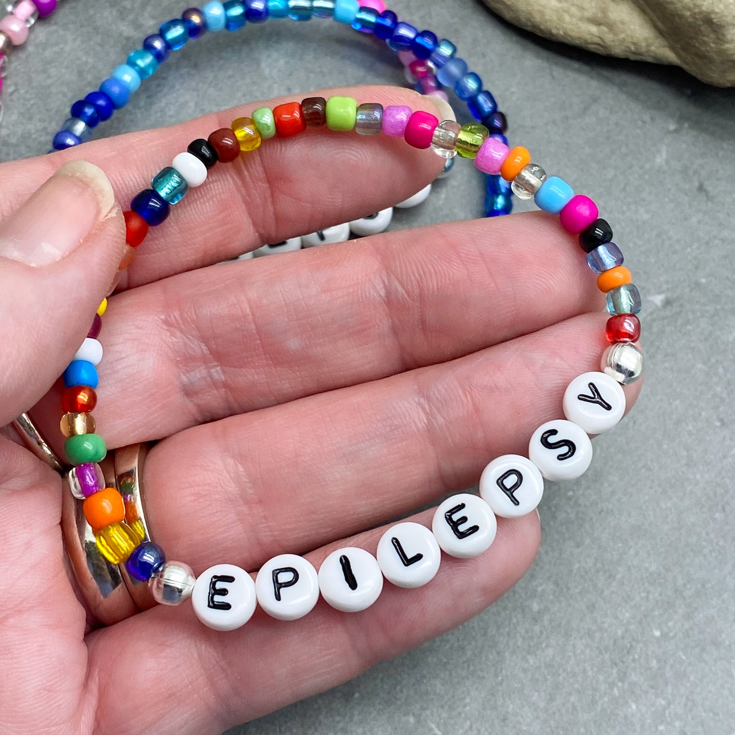 EPILEPSY Medical Alert Bracelet - Glass Seed Beads