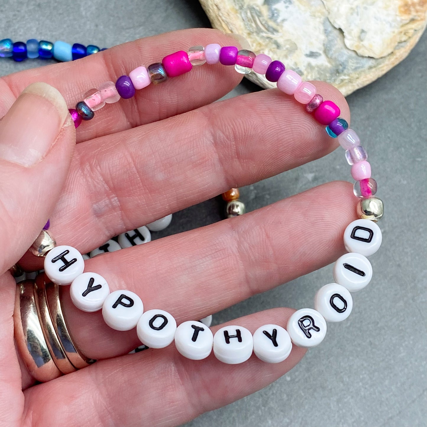 HYPOTHYROID Medical Alert Bracelet - Glass Seed Beads