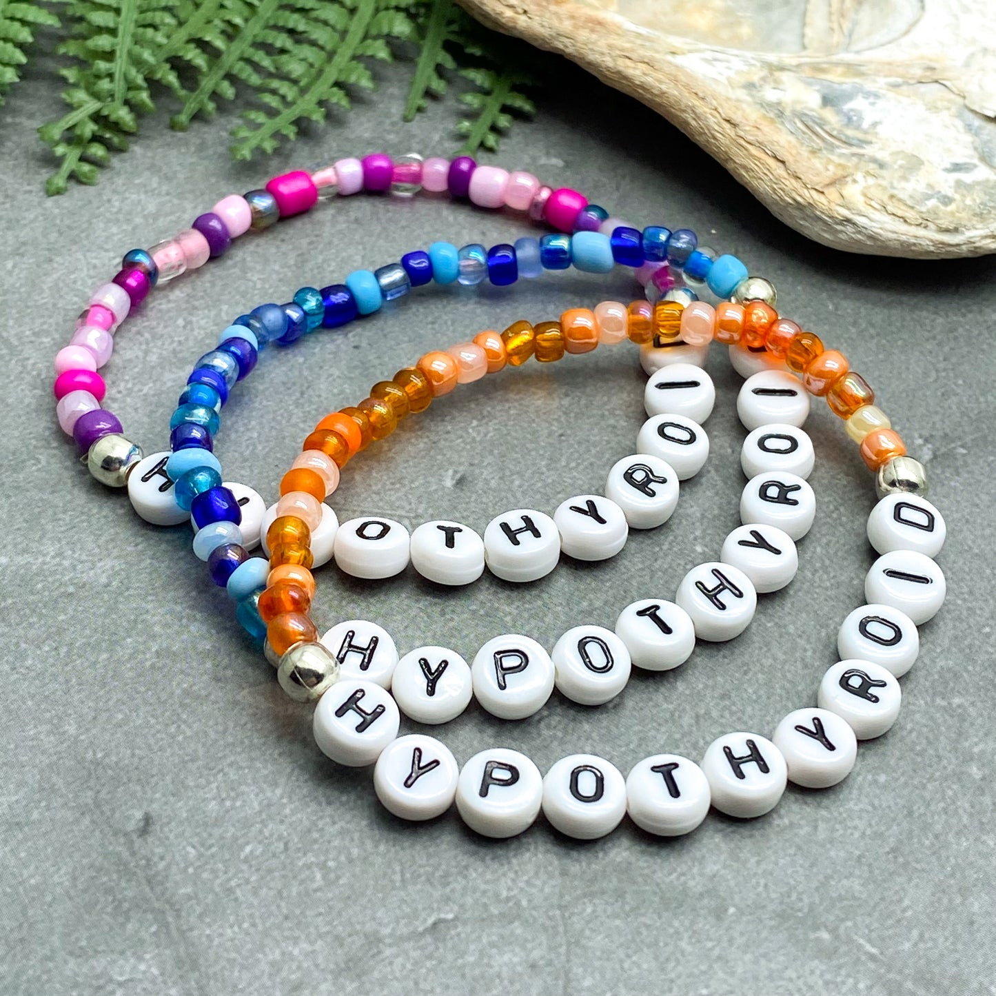 HYPOTHYROID Medical Alert Bracelet - Glass Seed Beads