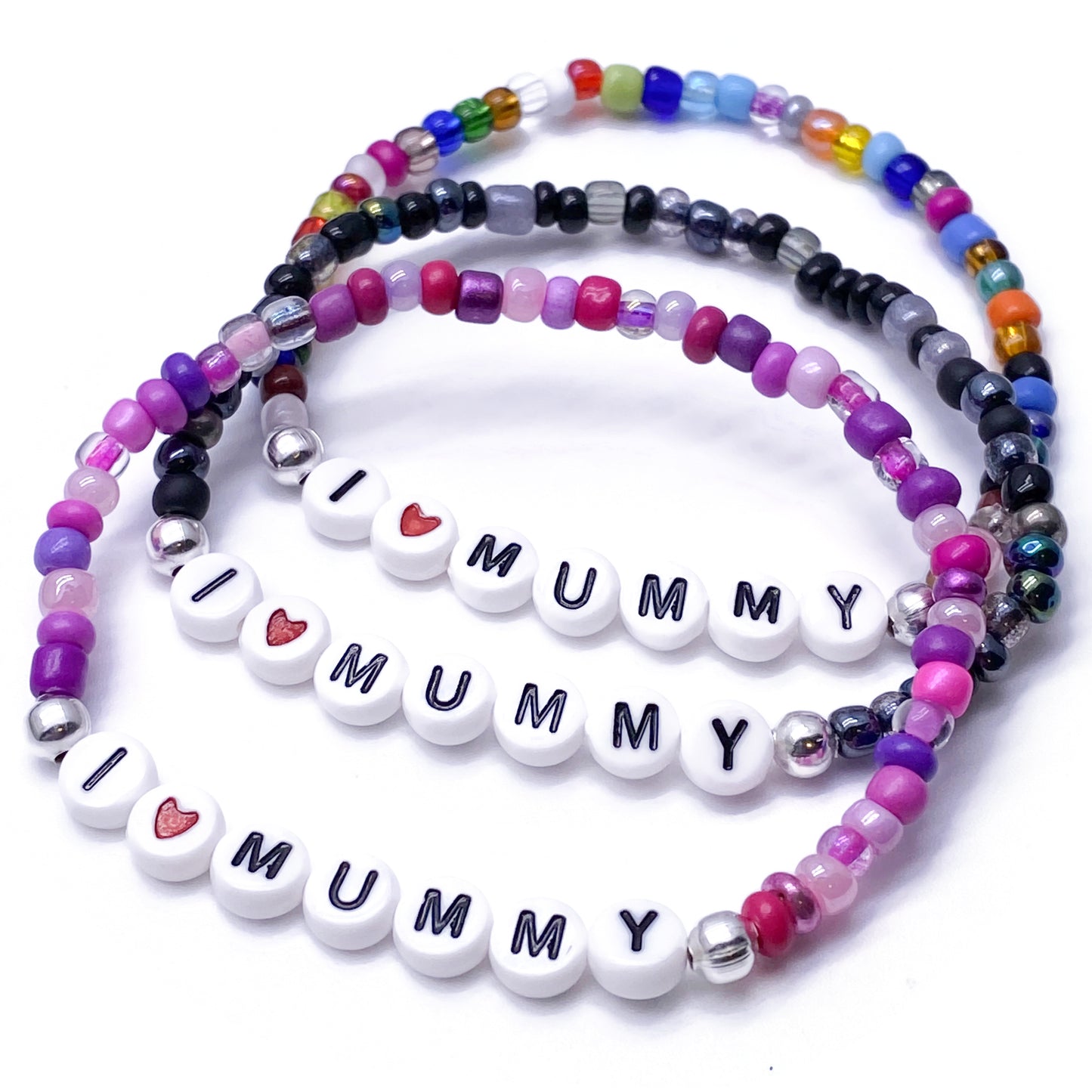 I LOVE MUMMY Family Bracelet - Glass Seed Beads