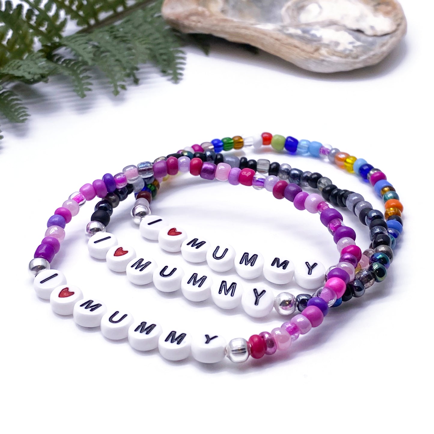I LOVE MUMMY Family Bracelet - Glass Seed Beads