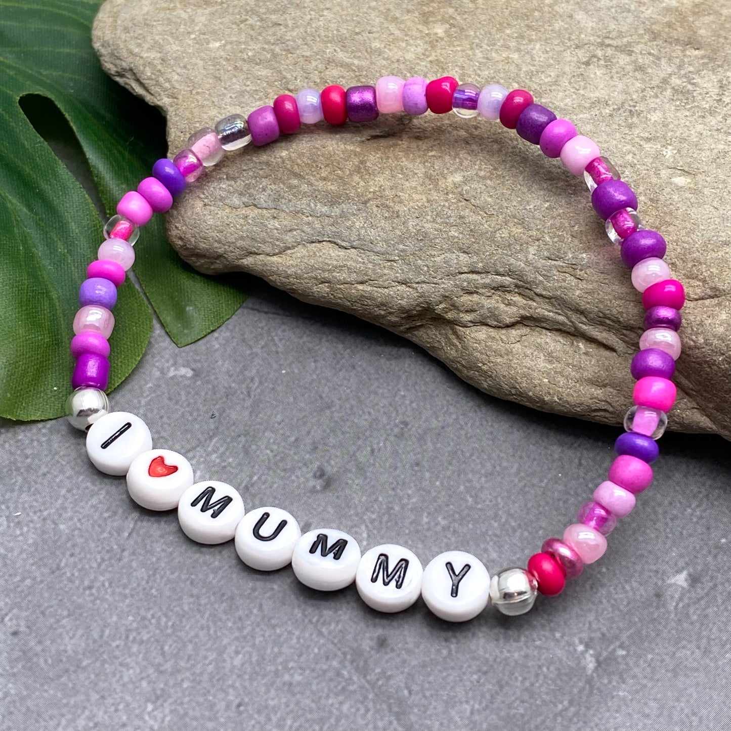 I LOVE MUMMY Family Bracelet - Glass Seed Beads
