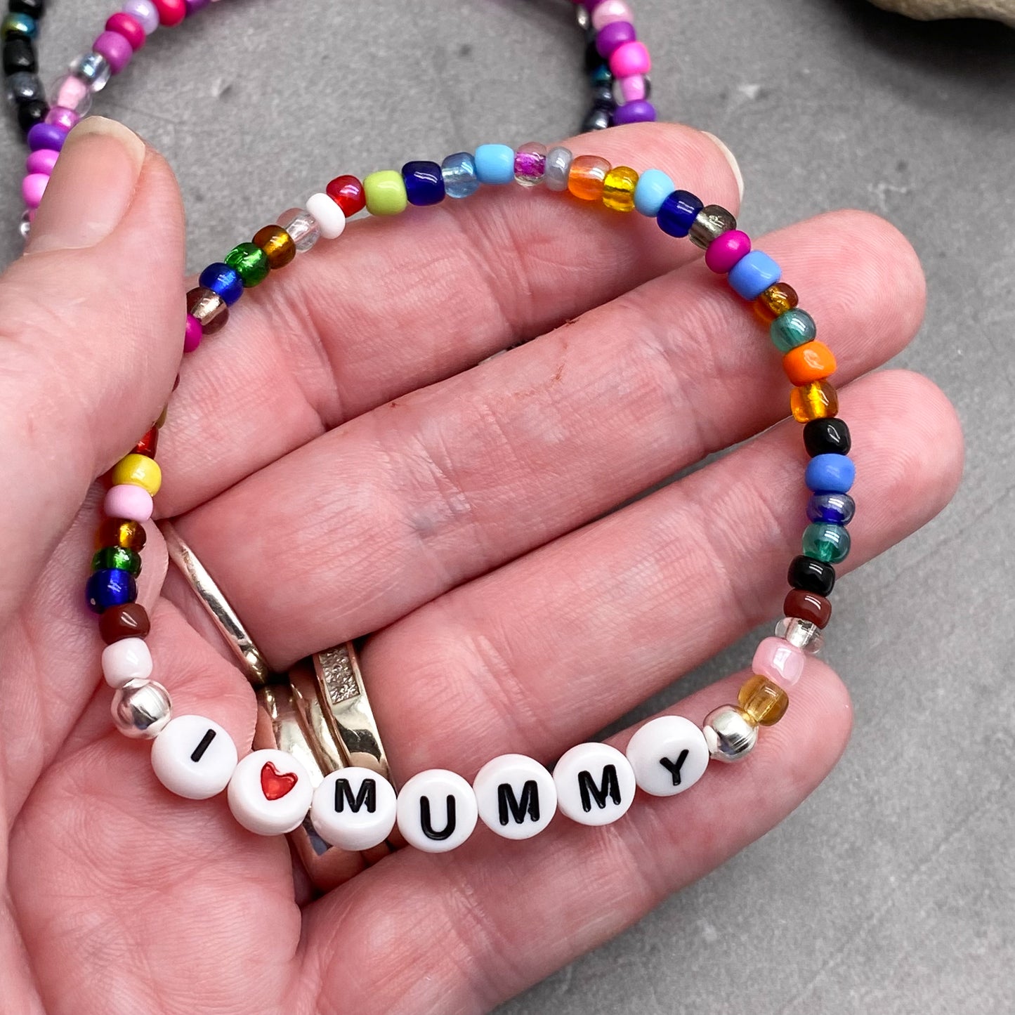 I LOVE MUMMY Family Bracelet - Glass Seed Beads