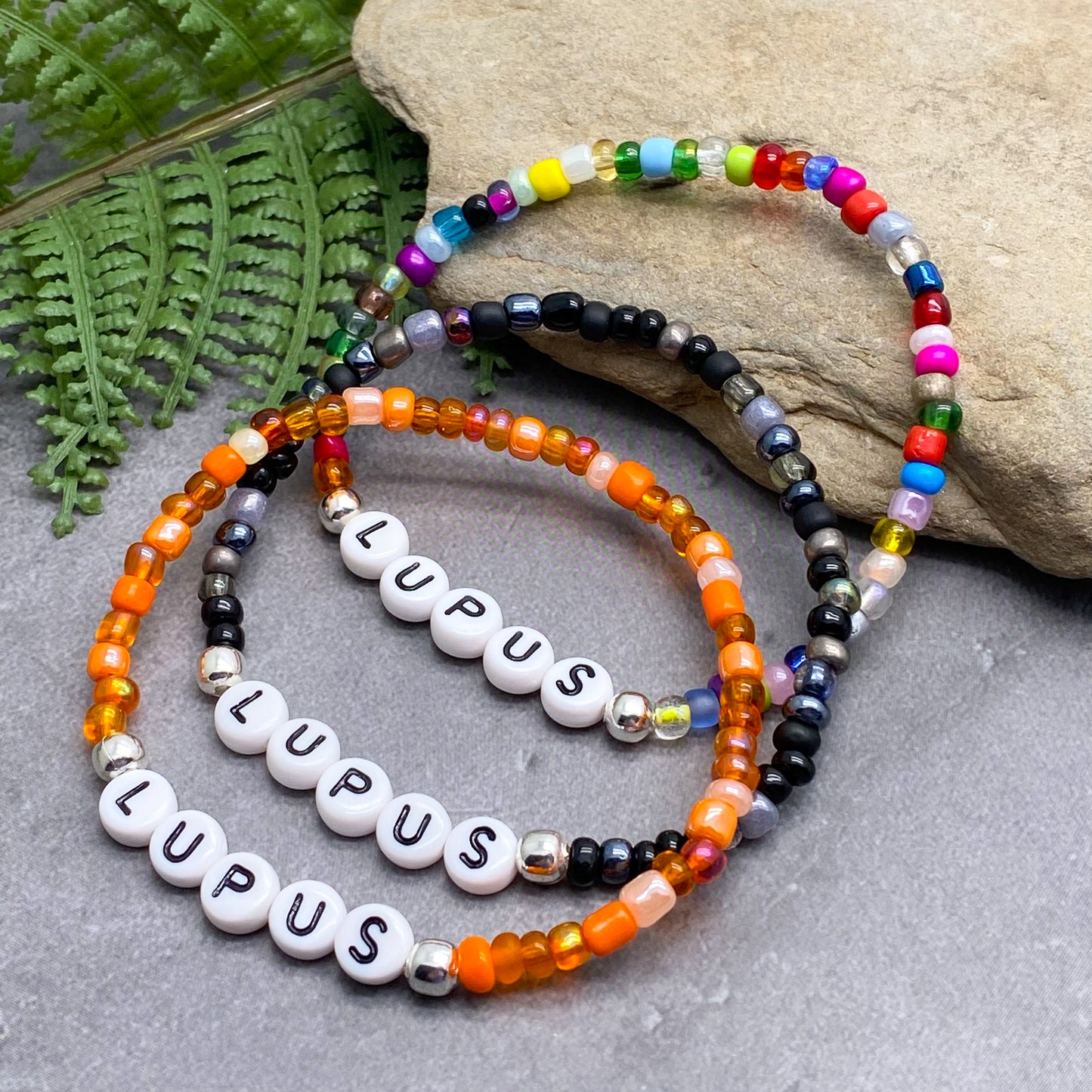 LUPUS Medical Alert Bracelet - Glass Seed Beads