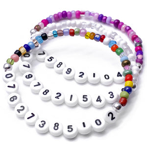 PHONE NUMBER Glass Seed Bead Bracelet