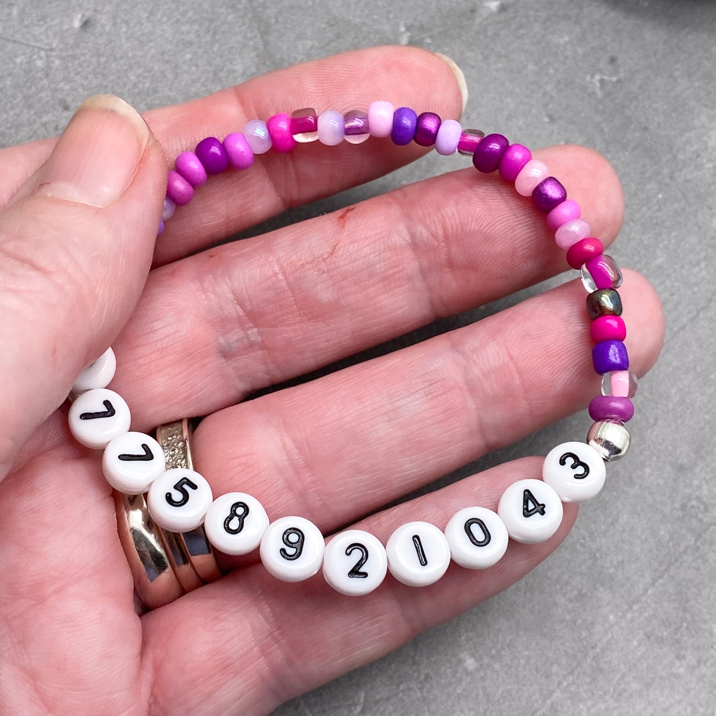 PHONE NUMBER Glass Seed Bead Bracelet