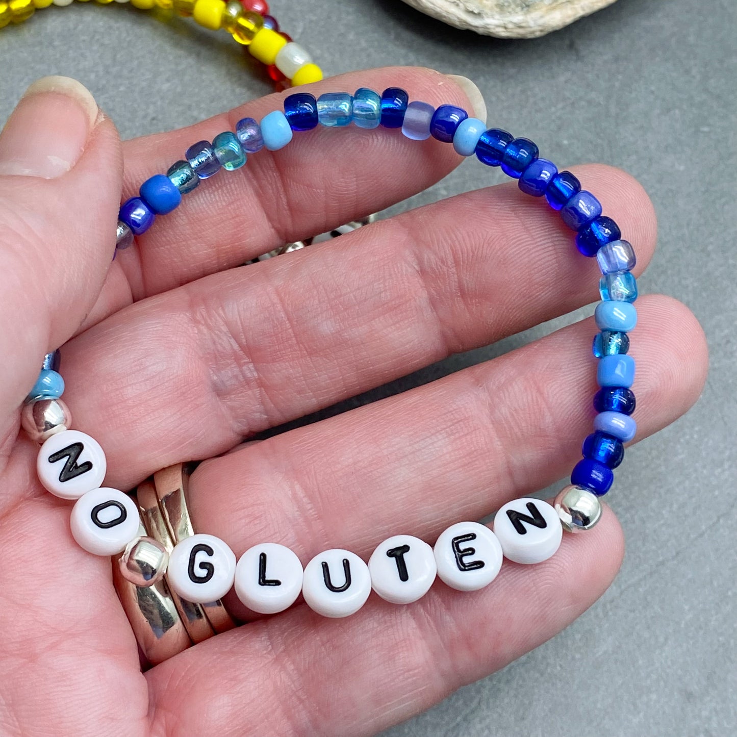 NO GLUTEN Medical Alert Bracelet - Glass Seed Beads