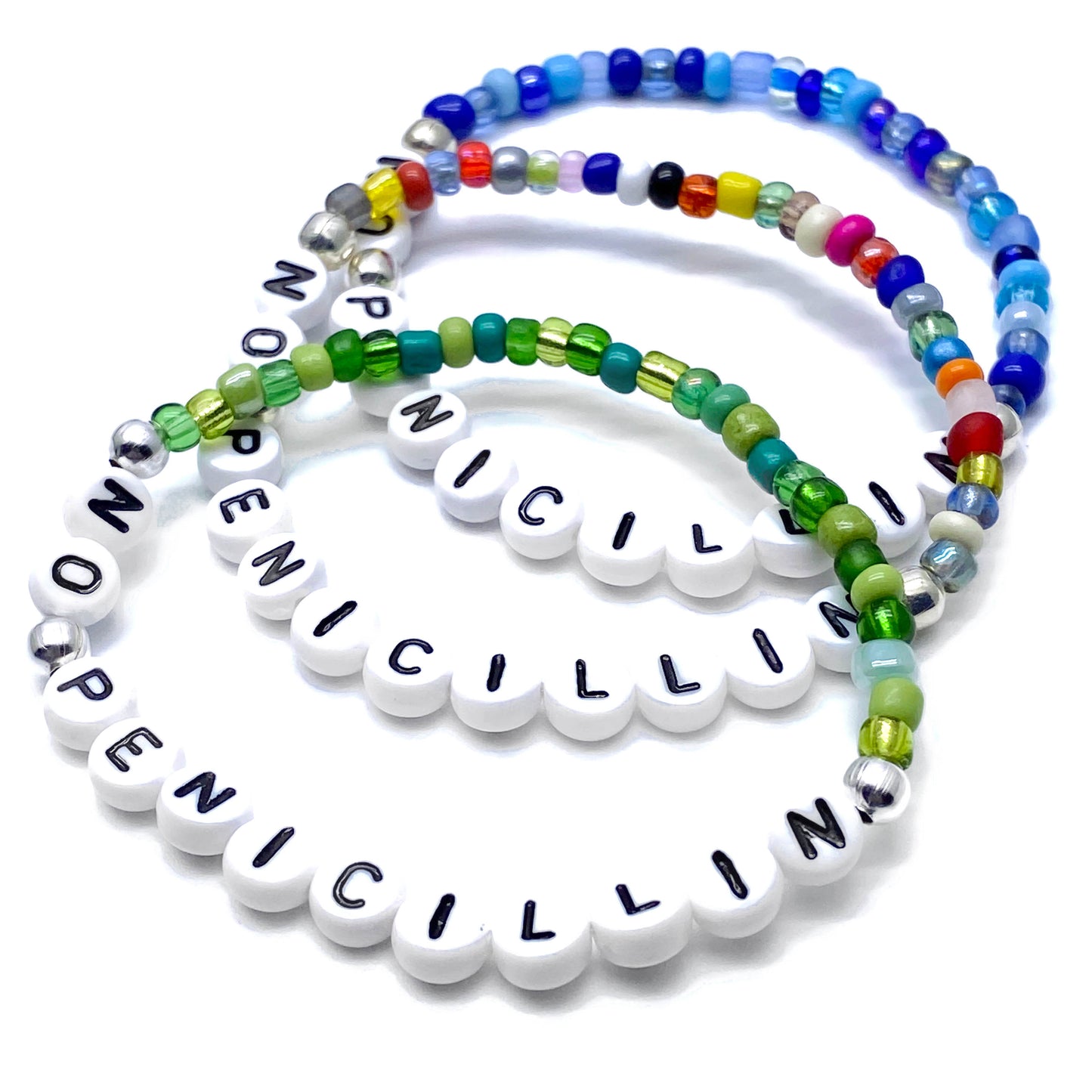 NO PENICILLIN Medical Alert Bracelet - Glass Seed Beads