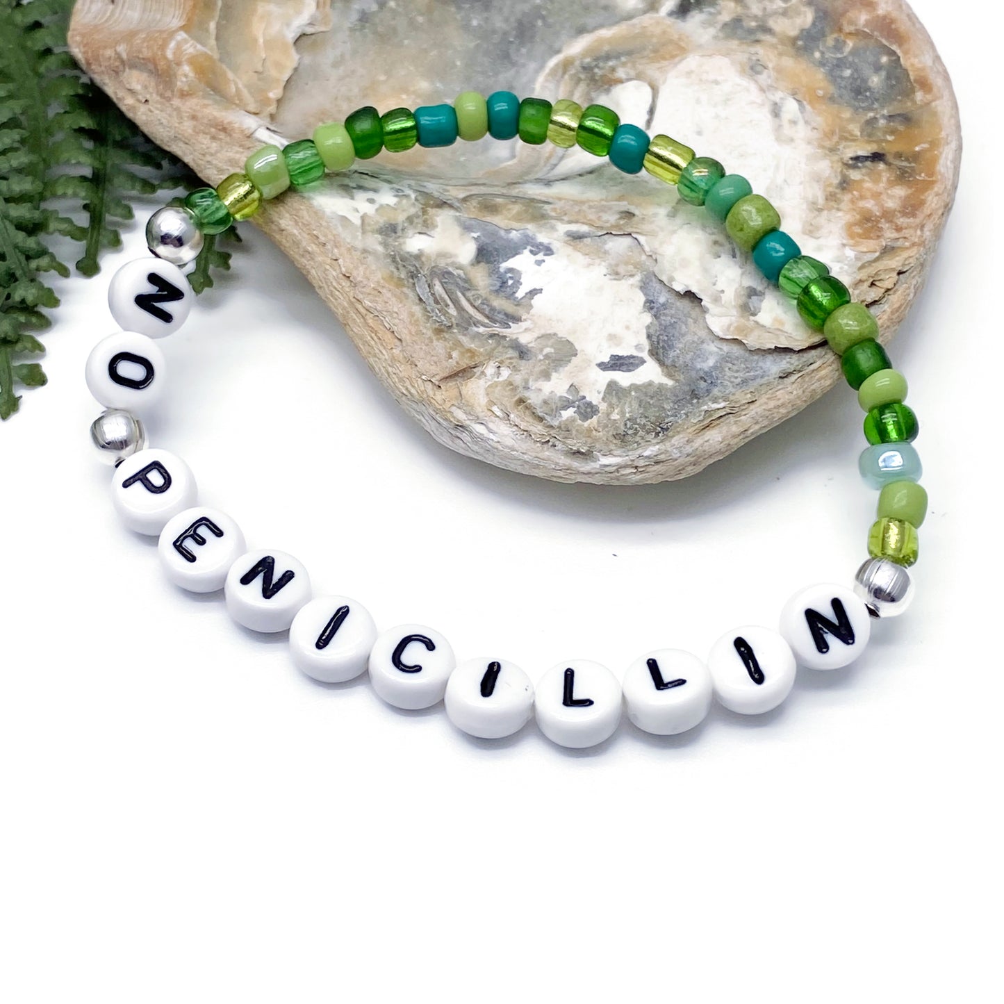 NO PENICILLIN Medical Alert Bracelet - Glass Seed Beads