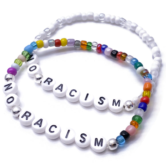 NO RACISM Glass Seed Bead Bracelet