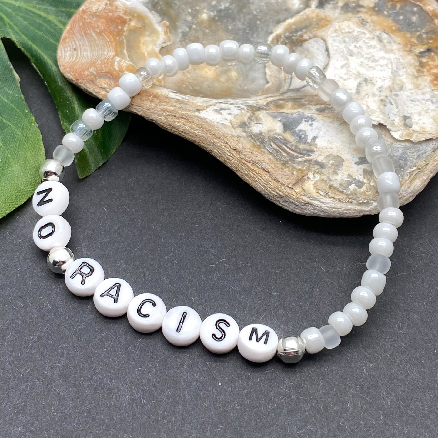 NO RACISM Message Bracelet - Glass Seed Beads