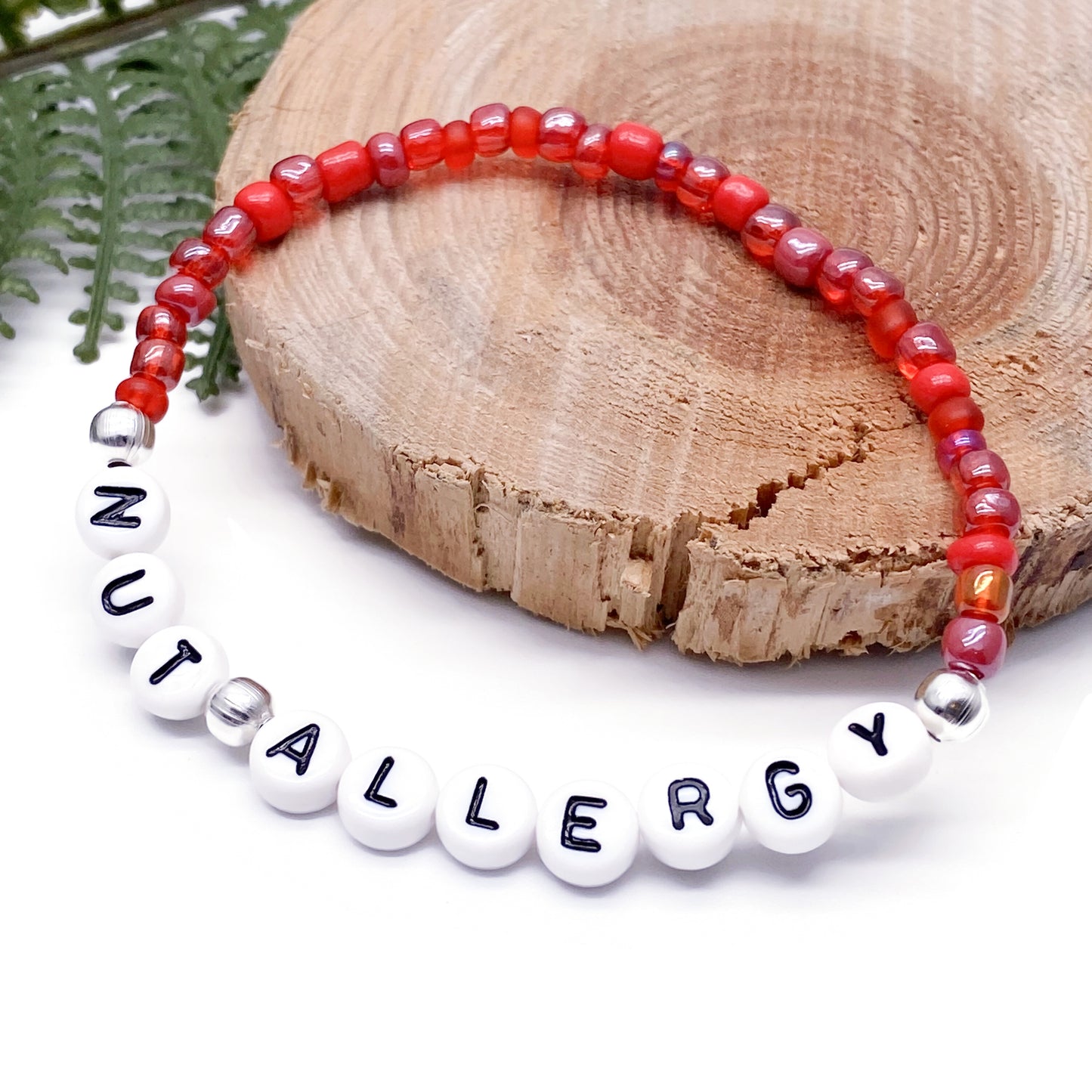 NUT ALLERGY Medical Alert Bracelet - Glass Seed Beads
