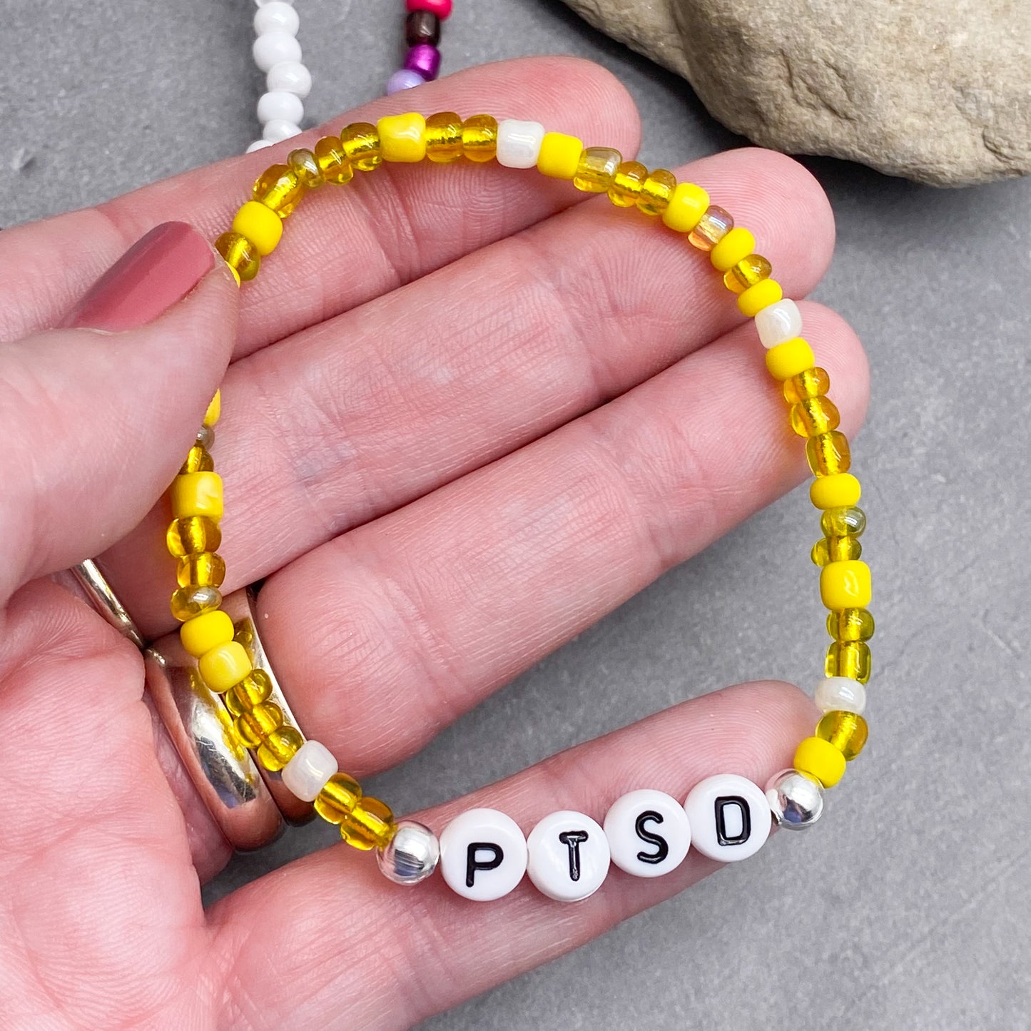 PTSD Medical Alert Bracelet - Glass Seed Beads