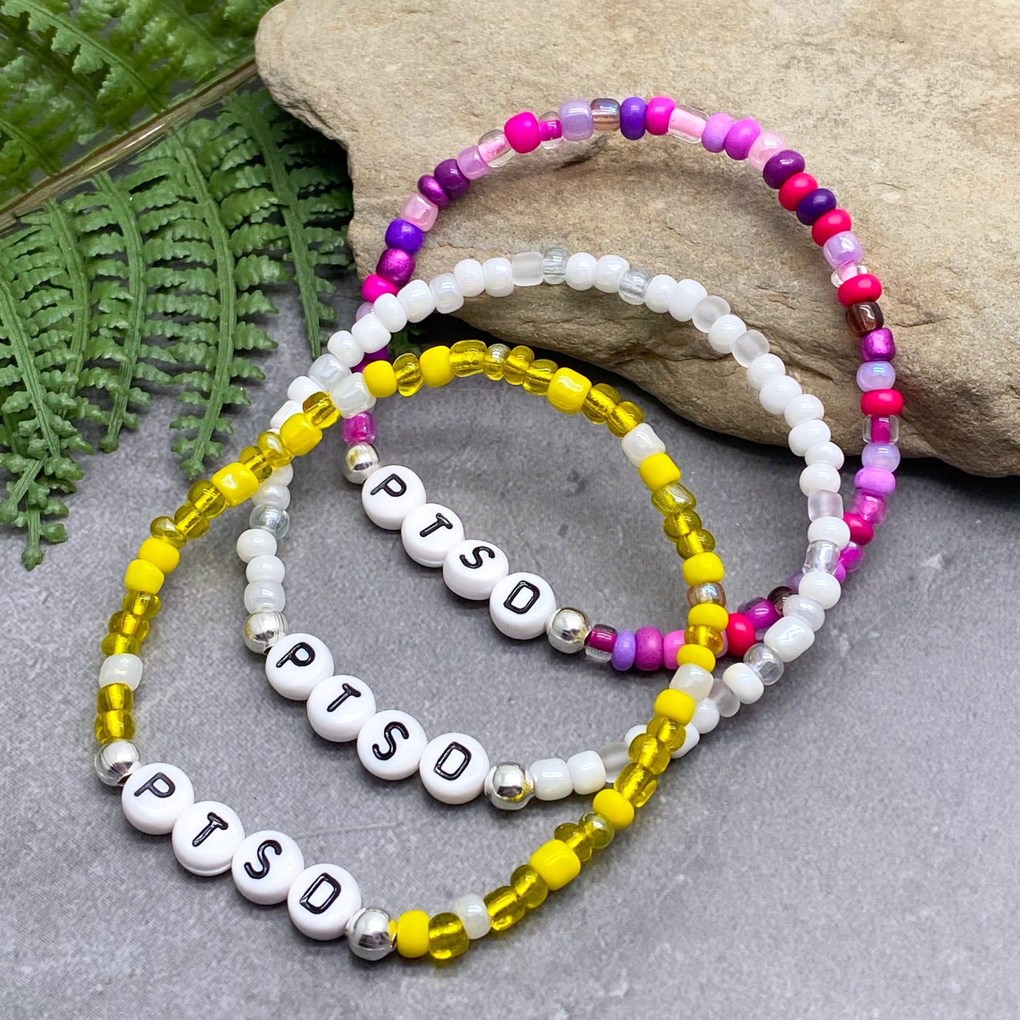 PTSD Medical Alert Bracelet - Glass Seed Beads