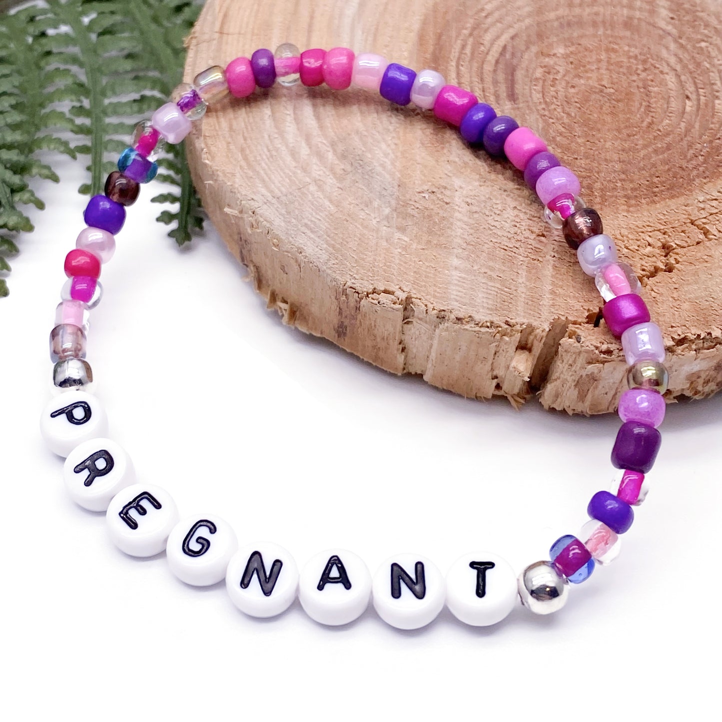 PREGNANT Awareness Bracelet - Glass Seed Beads