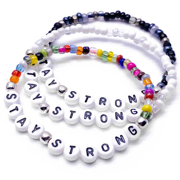 STAY STRONG Glass Seed Bead Bracelet