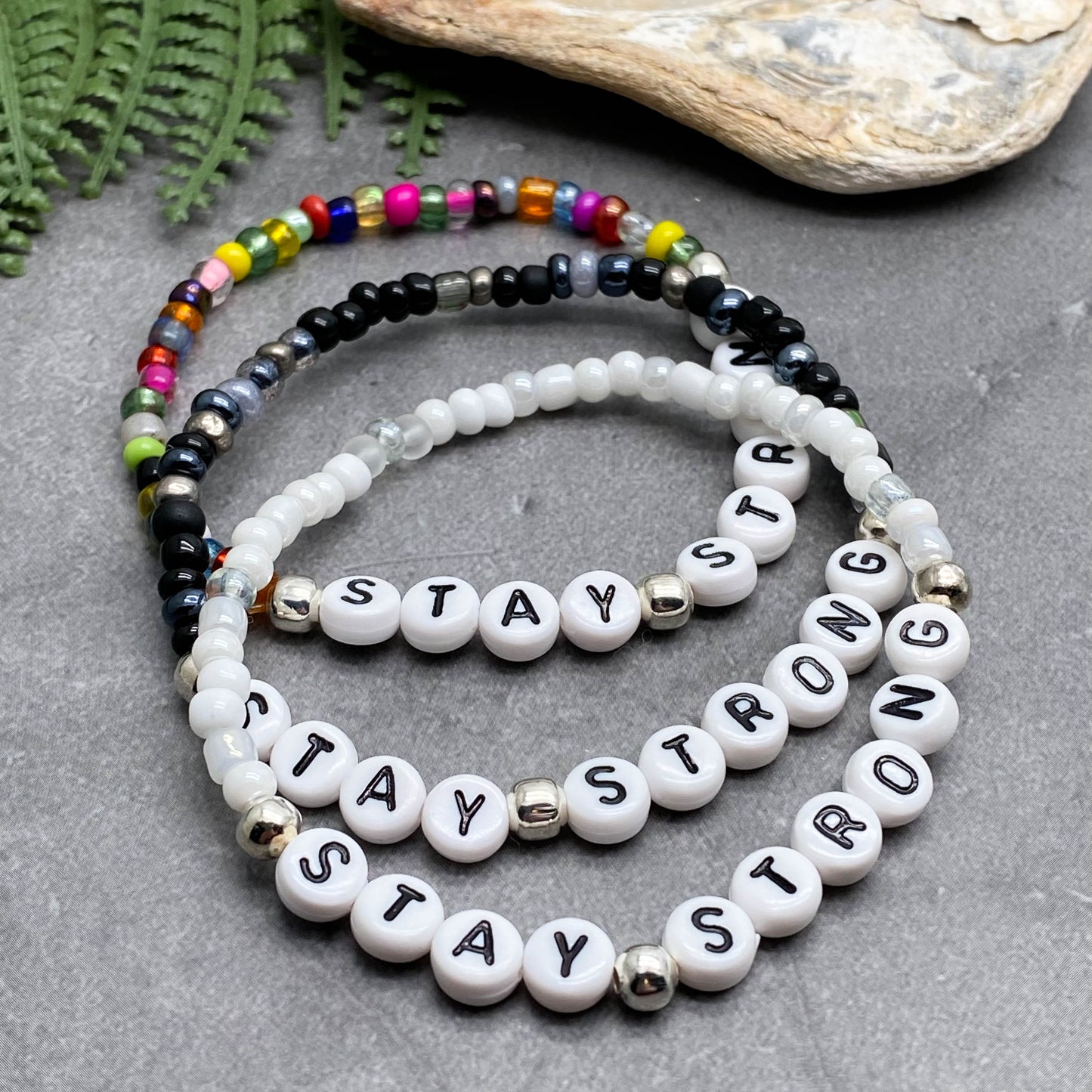 STAY STRONG Motivational Bracelet - Glass Seed Beads